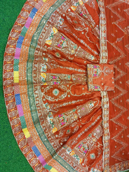 Orange Premium Vintage Georgette Rajputi Poshak – 4 Meter Flare Wedding Wear for Women-91936