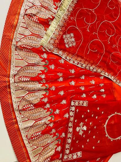 Orange Half Pure Rajputi Poshak with Traditional Lafa and Sequence Work-91926