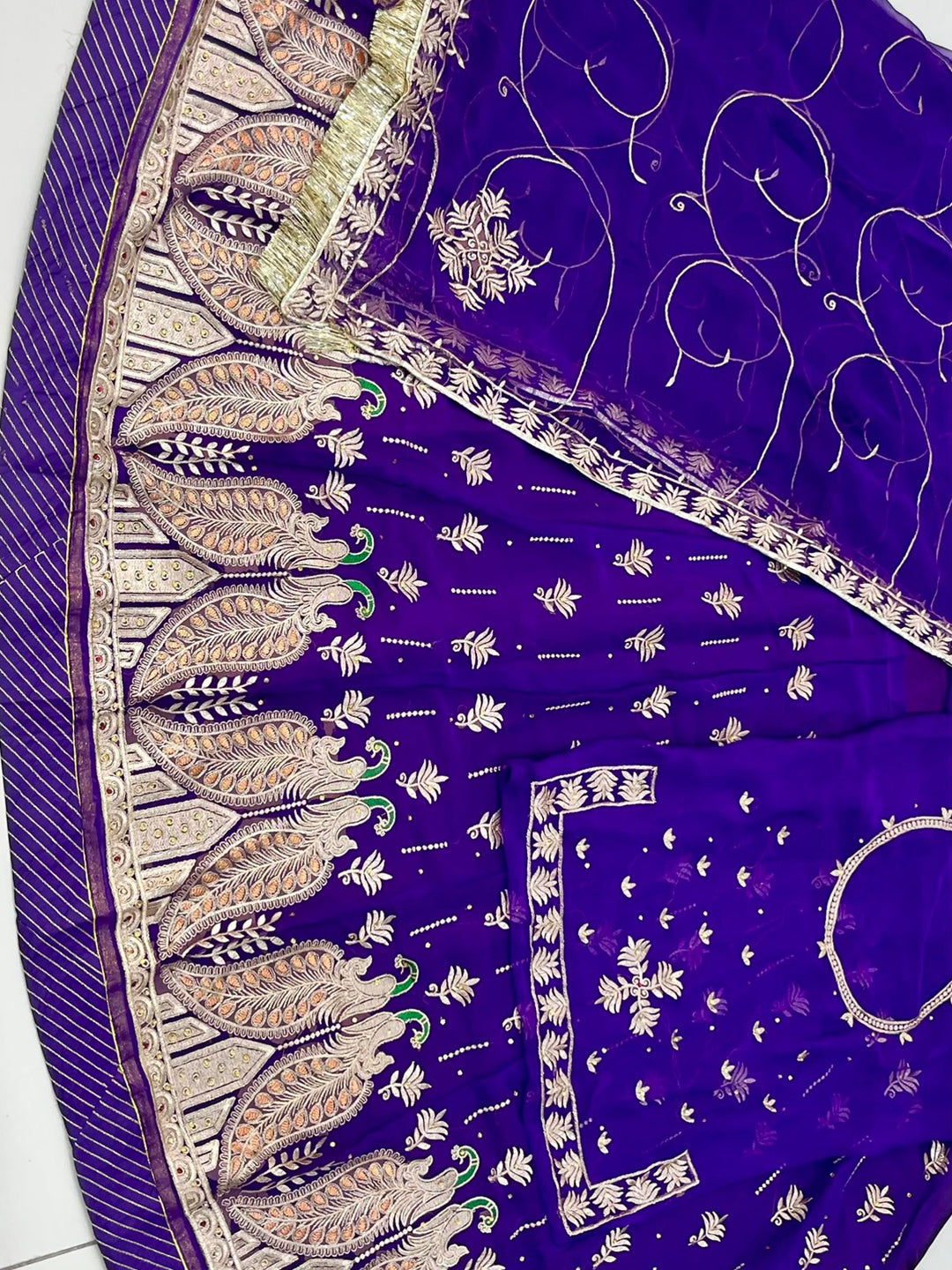 Blue Half Pure Rajputi Poshak with Traditional Lafa and Sequence Work-91927