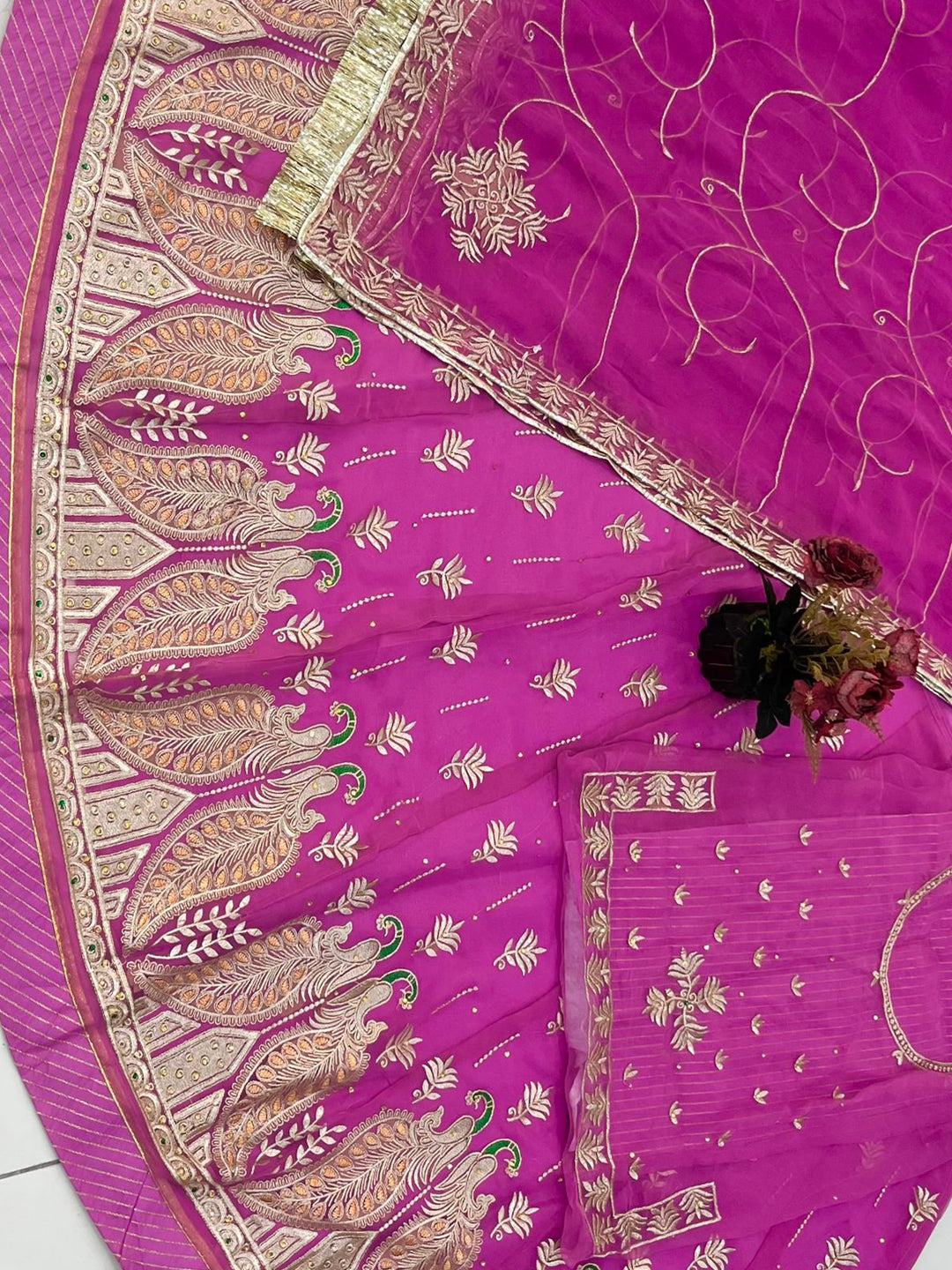 Premium Half Pure Rajputi Poshak with Traditional Lafa and Sequence Work-91923