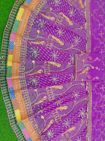 Purple Premium Royal Pure Rajputi Poshak – 4 Meter Flare Wedding Wear for Women-91914