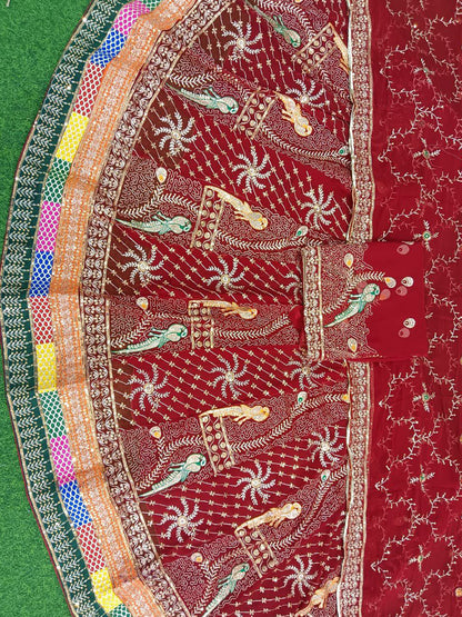 Red Premium Royal Pure Rajputi Poshak – 4 Meter Flare Wedding Wear for Women-91915