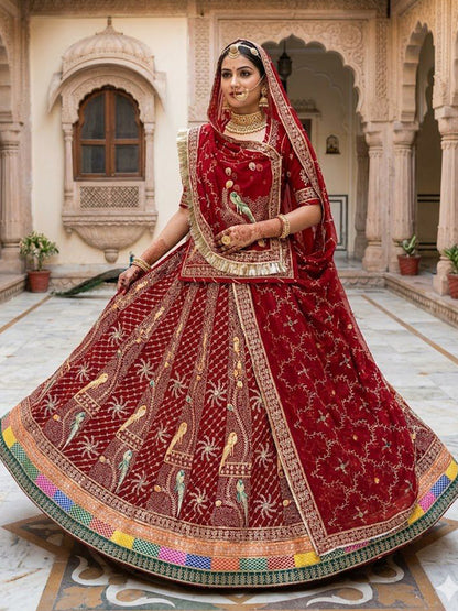 Red Premium Royal Pure Rajputi Poshak – 4 Meter Flare Wedding Wear for Women-91915