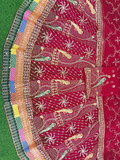Red Premium Royal Pure Rajputi Poshak – 4 Meter Flare Wedding Wear for Women-91915