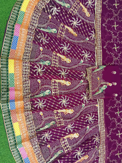 Purple Premium Royal Pure Rajputi Poshak – 4 Meter Flare Wedding Wear for Women-91916