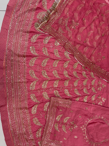 Red Premium Crepe Silk Wedding Wear Vintage Rajputi Poshak for Women -91912