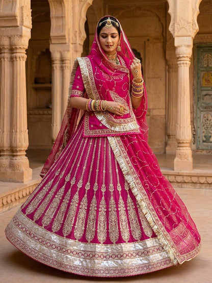 Premium Silk Wedding Wear Rajputi Poshak for Women in Pink-91950
