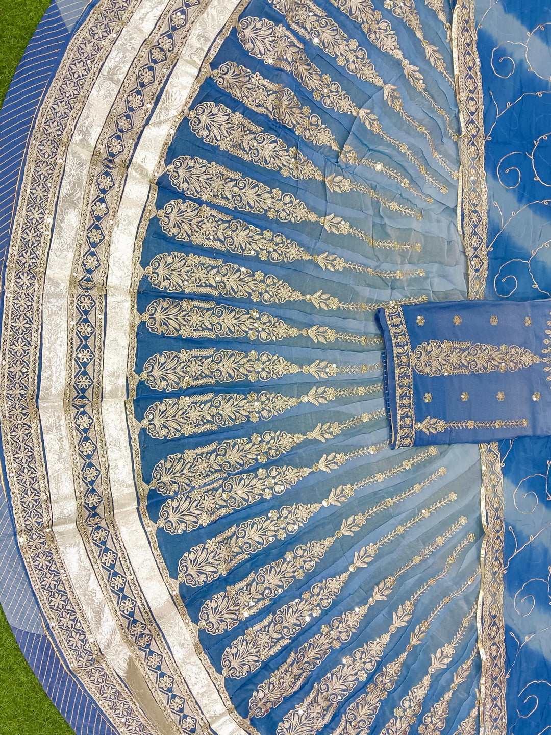 Premium Silk Wedding Wear Rajputi Poshak for Women in Blue-91951