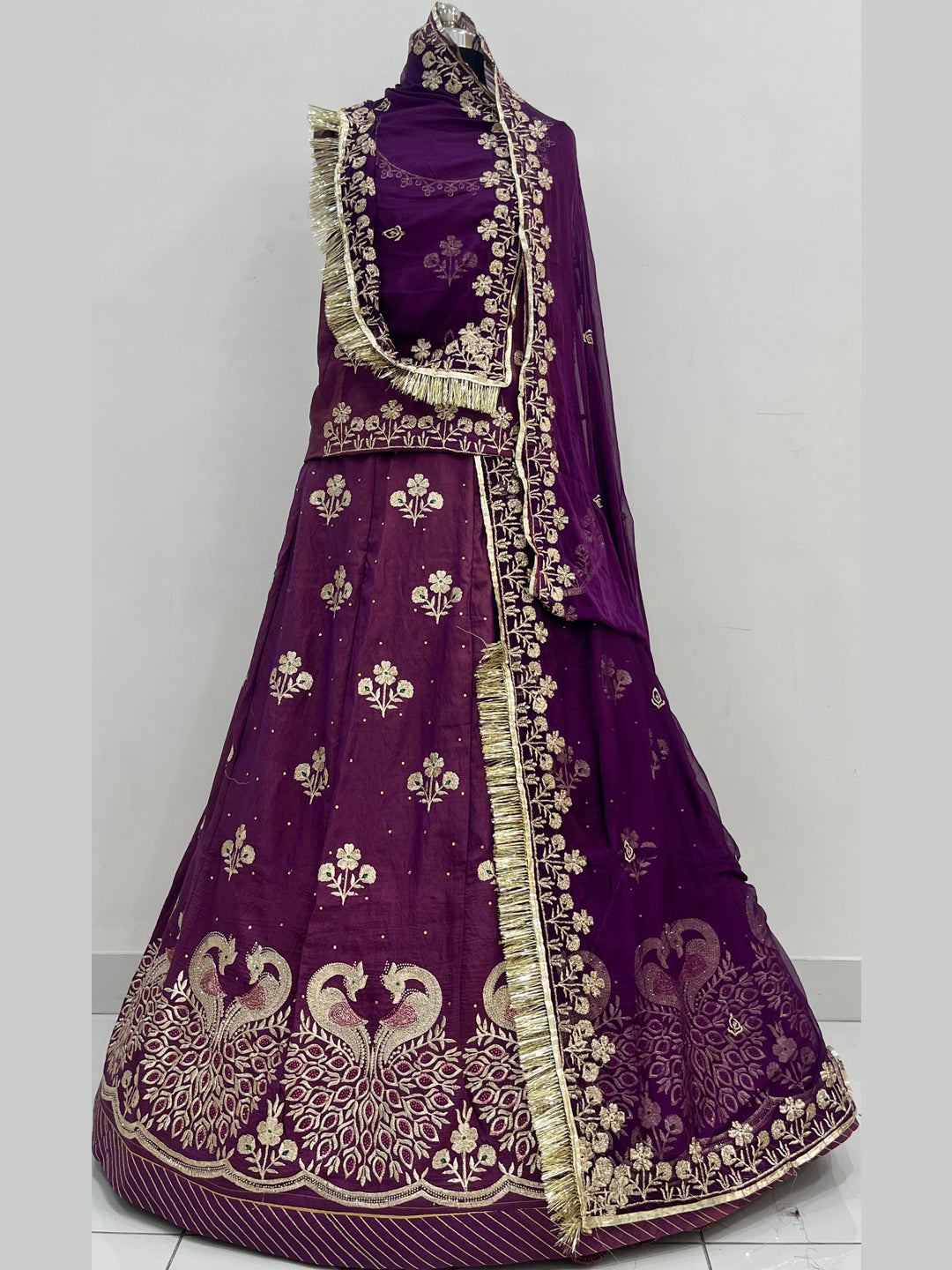 Premium Silk Wedding Wear Rajputi Poshak for Women in Purple-91949