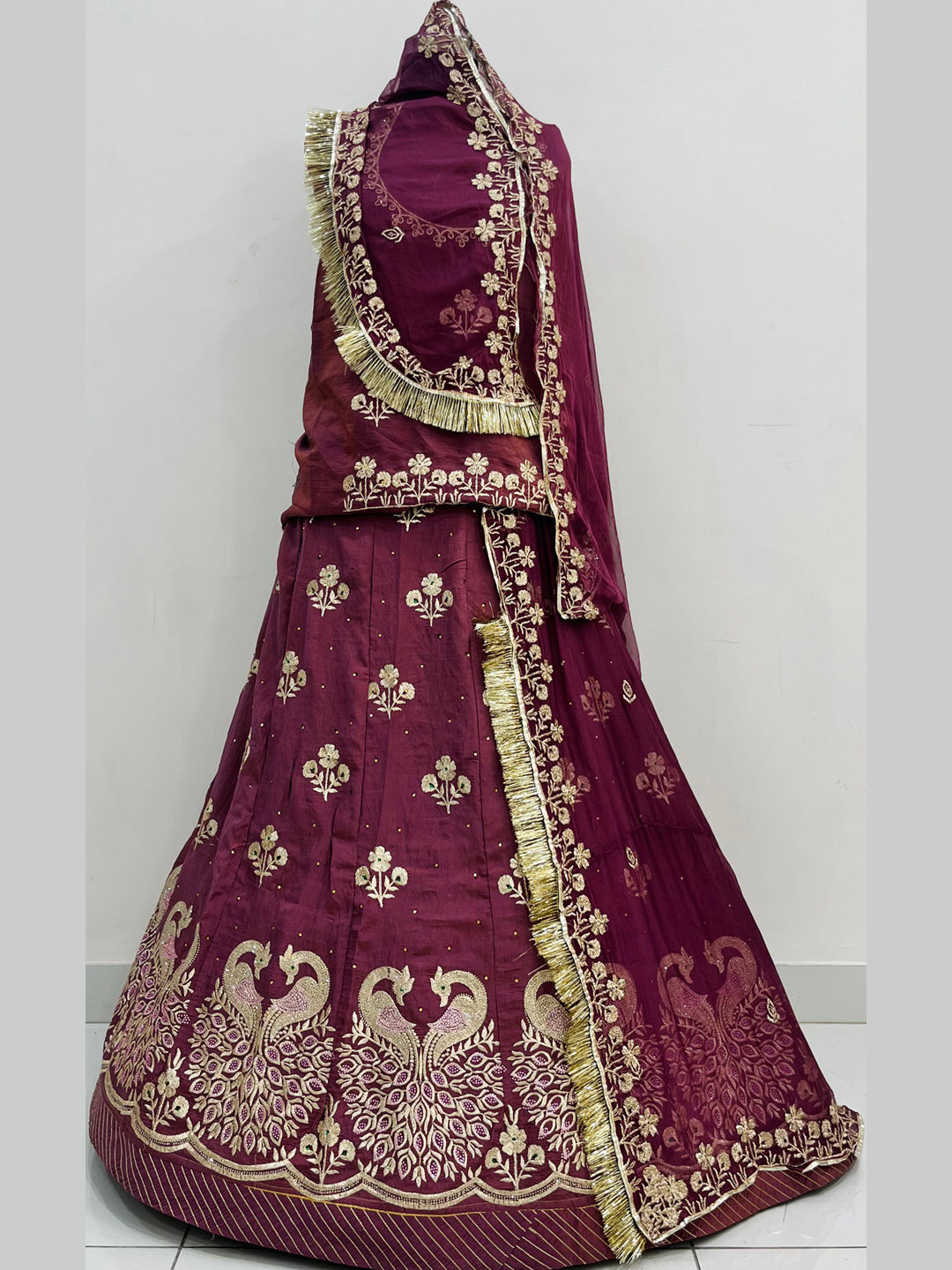Premium Silk Wedding Wear Rajputi Poshak for Women in Maroon-91950