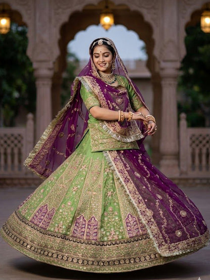 Royal Contrast Viscous Rajputi Poshak Set with Grand 5 Meter Volume Flare-91975