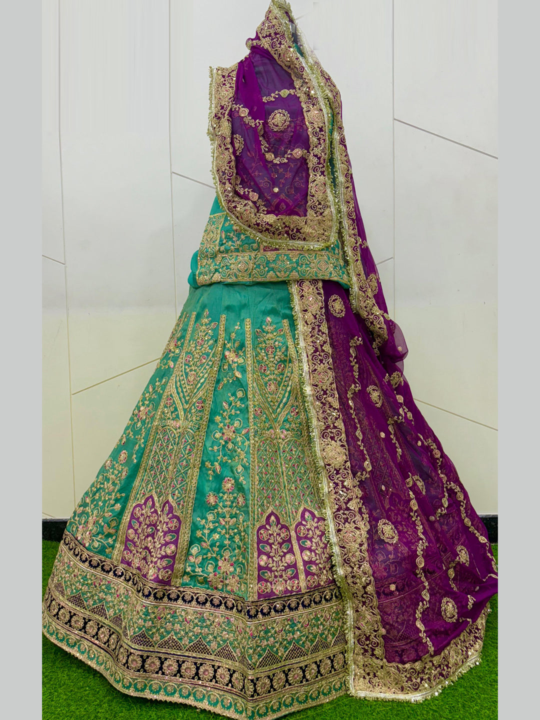 Royal Contrast Viscous Rajputi Poshak Set with Grand 5 Meter Volume Flare-91976