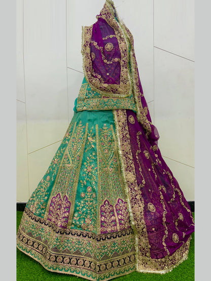 Royal Contrast Viscous Rajputi Poshak Set with Grand 5 Meter Volume Flare-91976