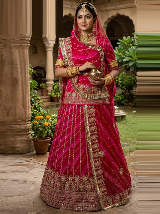 Royal Pure Lahariya Rajputi Poshak Set | Traditional Festive Wear for Women-91978