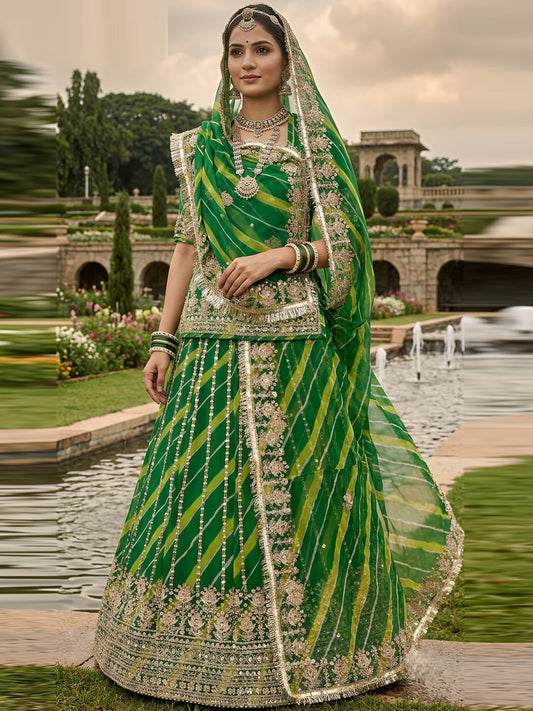 Royal Pure Lahariya Rajputi Poshak Set | Traditional Festive Wear for Women-91981