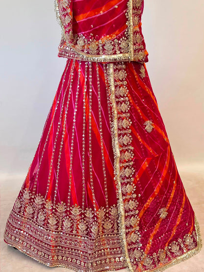 Royal Pure Lahariya Rajputi Poshak Set | Traditional Festive Wear for Women-91978