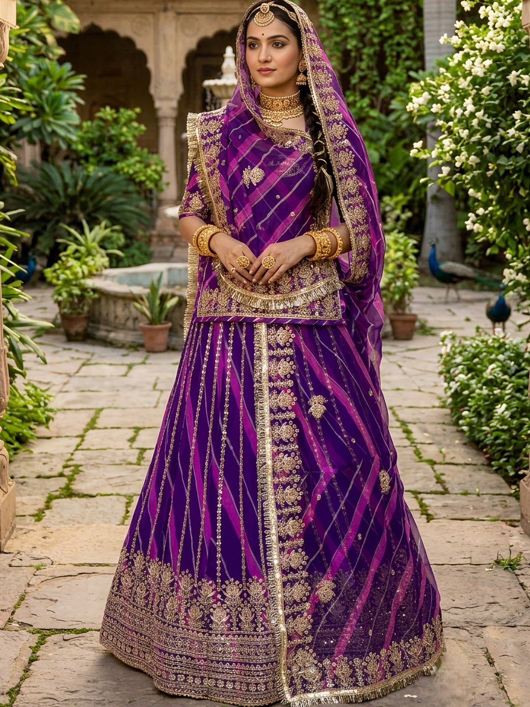 Royal Pure Lahariya Rajputi Poshak Set | Traditional Festive Wear for Women-91980