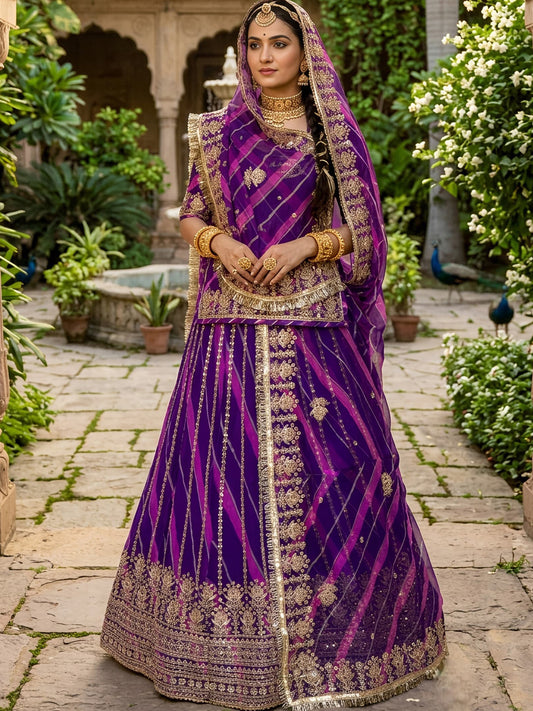 Royal Pure Lahariya Rajputi Poshak Set | Traditional Festive Wear for Women-91980