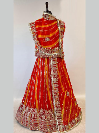 Royal Pure Lahariya Rajputi Poshak Set | Traditional Festive Wear for Women-91977