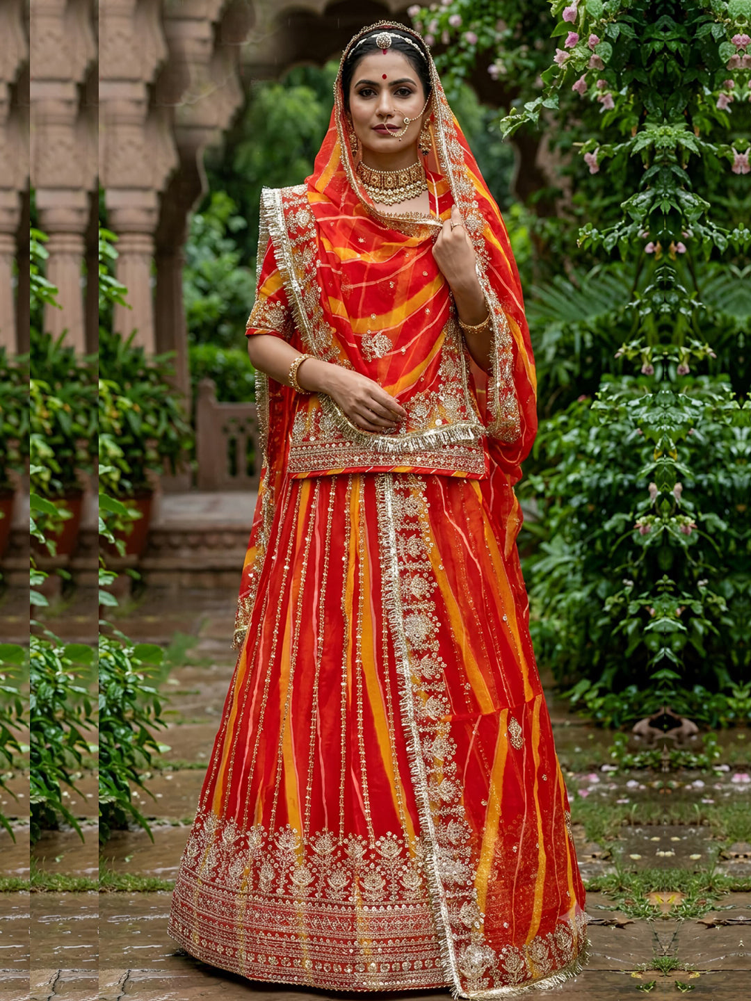 Royal Pure Lahariya Rajputi Poshak Set | Traditional Festive Wear for Women-91977
