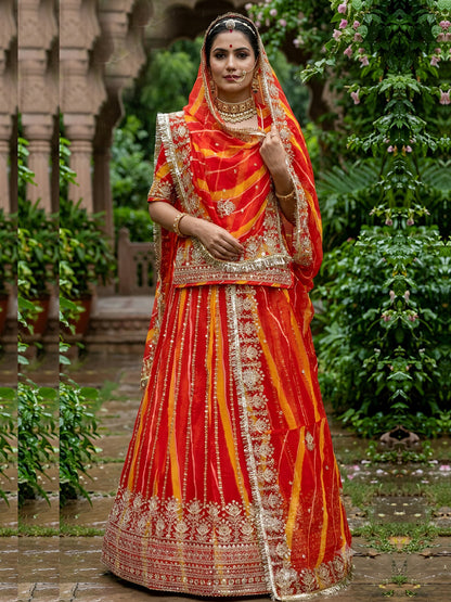 Royal Pure Lahariya Rajputi Poshak Set | Traditional Festive Wear for Women-91977