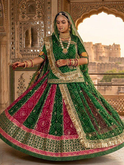 Chunnari Bandhej 5 Meter Flare Gher Humrahi Pure Sequence Work Rajputi Poshak-91649