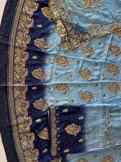 Double Shaded Upada Silk Rajputi Poshak | Wedding Partywear for Women-91969