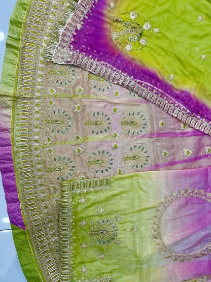 Double Shaded Gold Crush Rajputi Poshak | Wedding Partywear for Women-91966