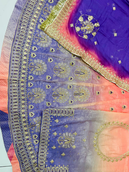 Double Shaded Gold Crush Rajputi Poshak | Wedding Partywear for Women-91967