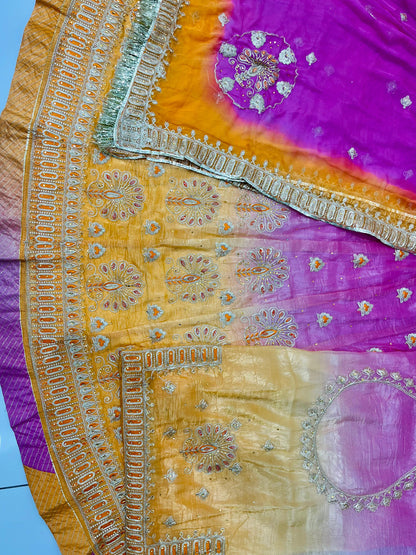 Double Shaded Gold Crush Rajputi Poshak | Wedding Partywear for Women-91964