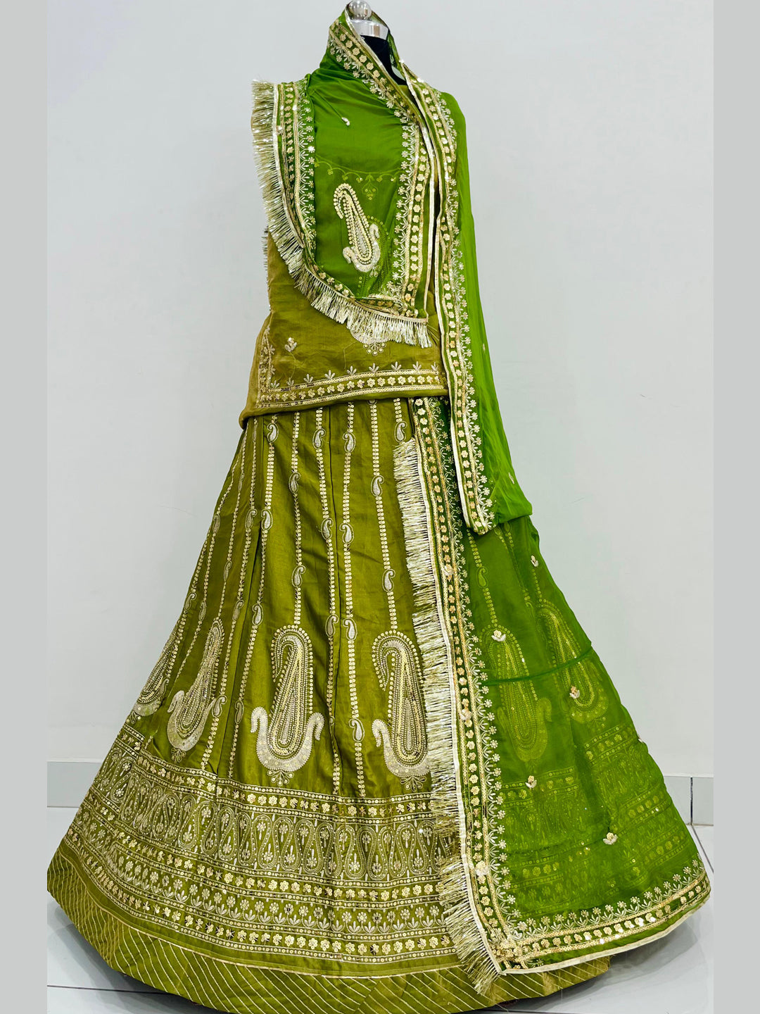 Sinduri Crush Part Wear Rajputi Poshak for Women in Green -91943