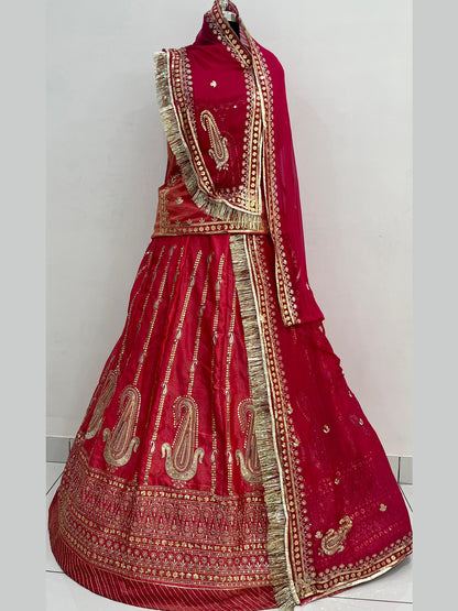 Sinduri Crush Part Wear Rajputi Poshak for Women in Red -91945