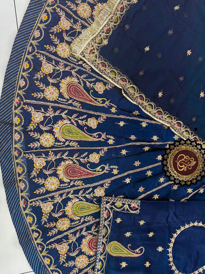 Fandy Silk Wedding Wear Rajputi Poshak for Woman in Blue -91954