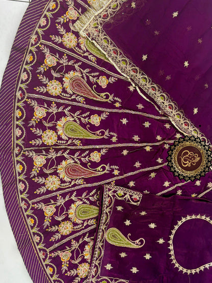 Fandy Silk Wedding Wear Rajputi Poshak for Woman in Purple -91955