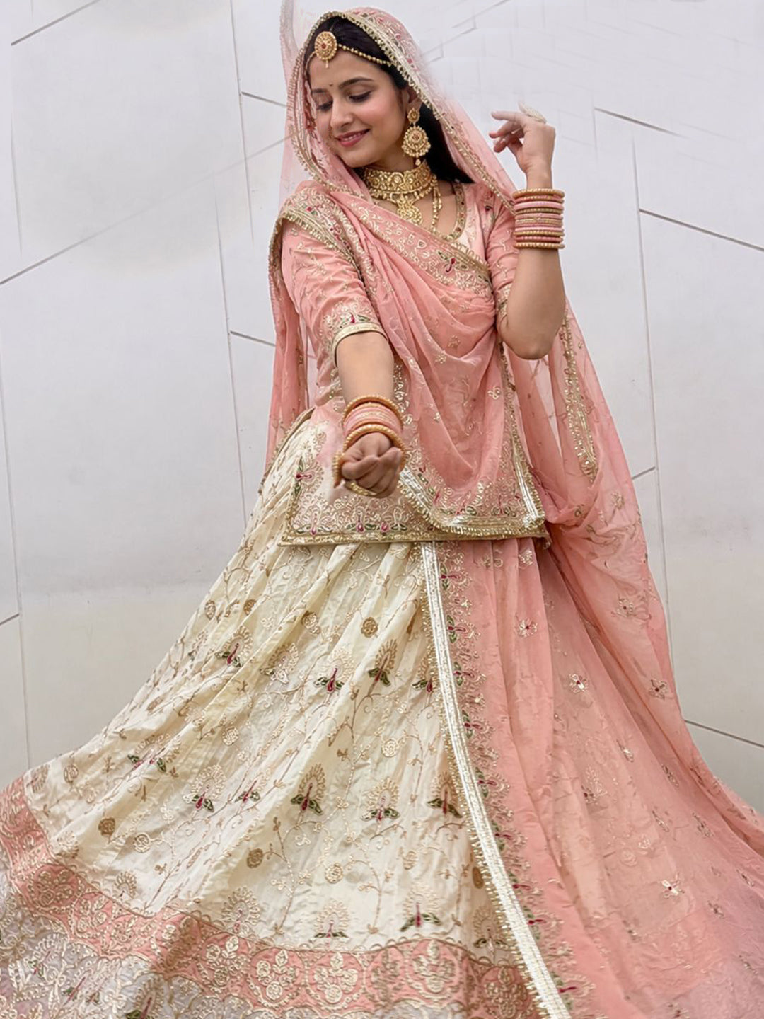 Designer Double-Shaded Blooming Silk Rajputi Poshak with 4-Meter Flare and Heavy Zari Work-91993