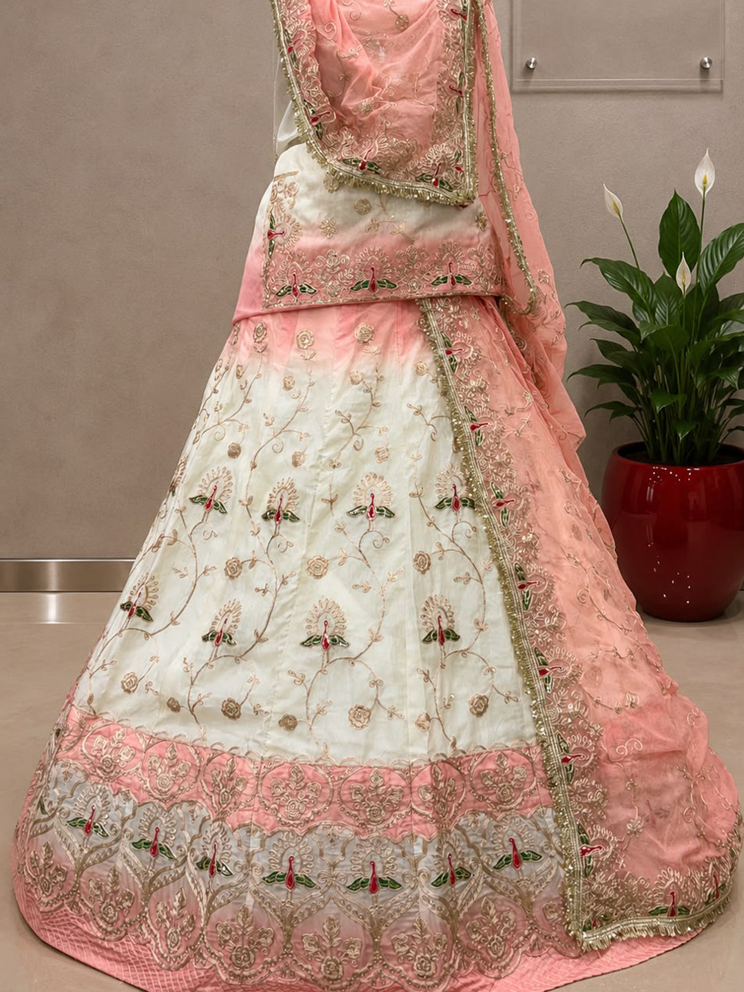 Designer Double-Shaded Blooming Silk Rajputi Poshak with 4-Meter Flare and Heavy Zari Work-91993
