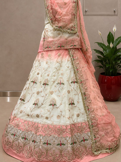 Designer Double-Shaded Blooming Silk Rajputi Poshak with 4-Meter Flare and Heavy Zari Work-91993