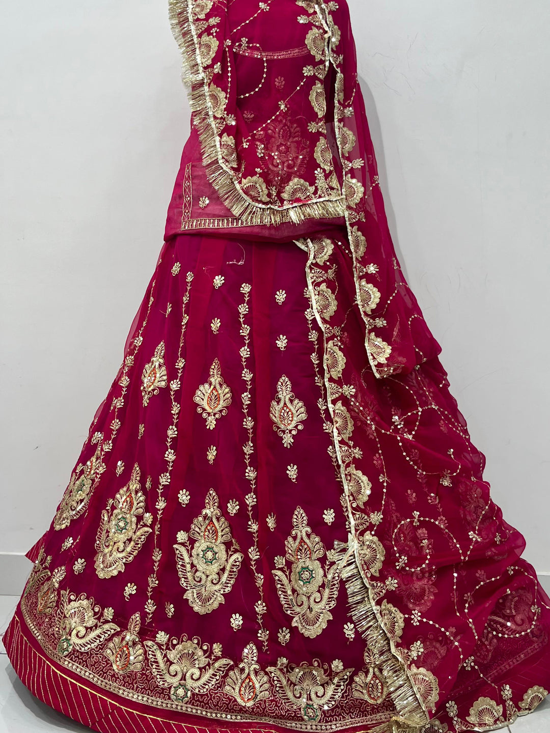 Red Half Pure Rajputi Poshak with Heavy Gold Zari Sequence work -91989