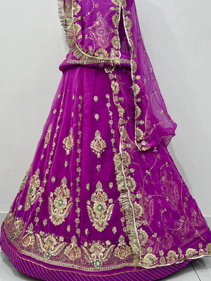 Pink Half Pure Rajputi Poshak with Heavy Gold Zari Sequence work -91988