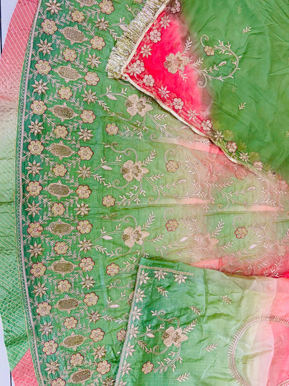Double Shaded Gold Crush Rajputi Poshak – Royal Wedding Partywear-91985