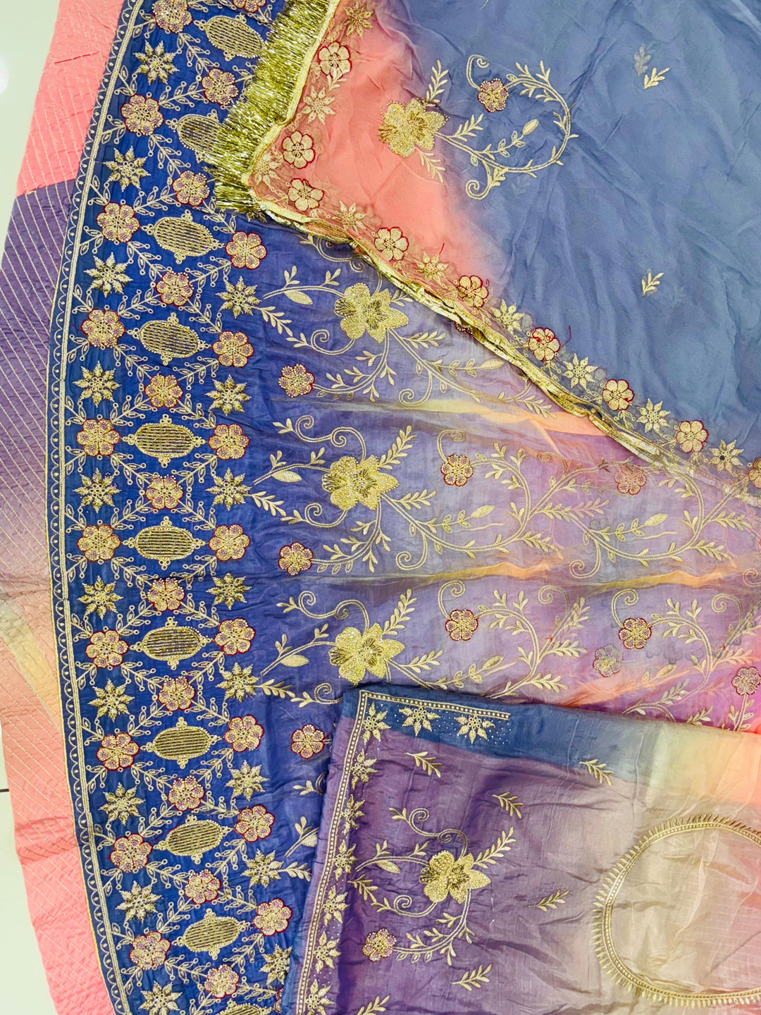 Double Shaded Gold Crush Rajputi Poshak – Royal Wedding Partywear-91984