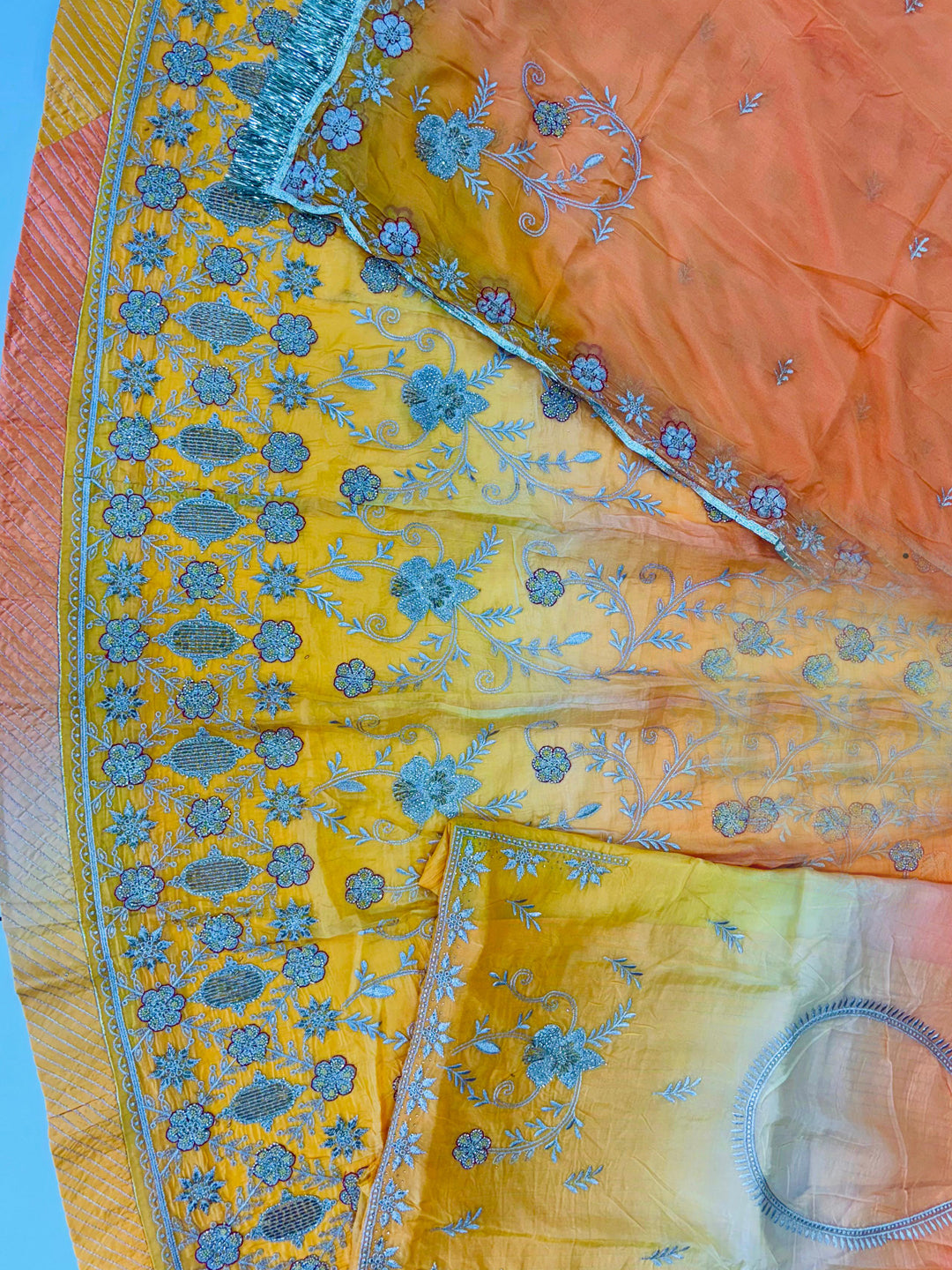 Double Shaded Gold Crush Rajputi Poshak – Royal Wedding Partywear-91983