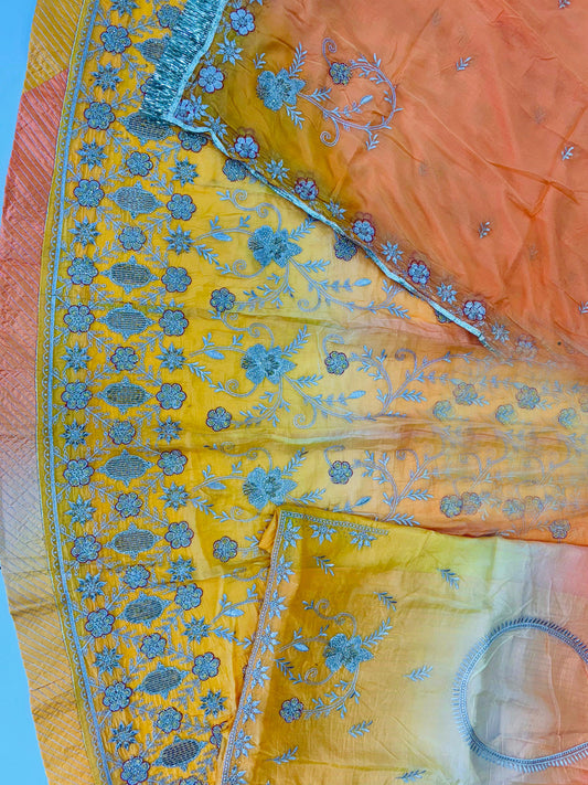 Double Shaded Gold Crush Rajputi Poshak – Royal Wedding Partywear-91983