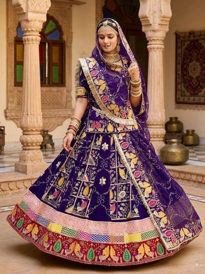 Blue Designer Blooming Georgette Vintage Rajputi Poshak with Sequence Work-92004