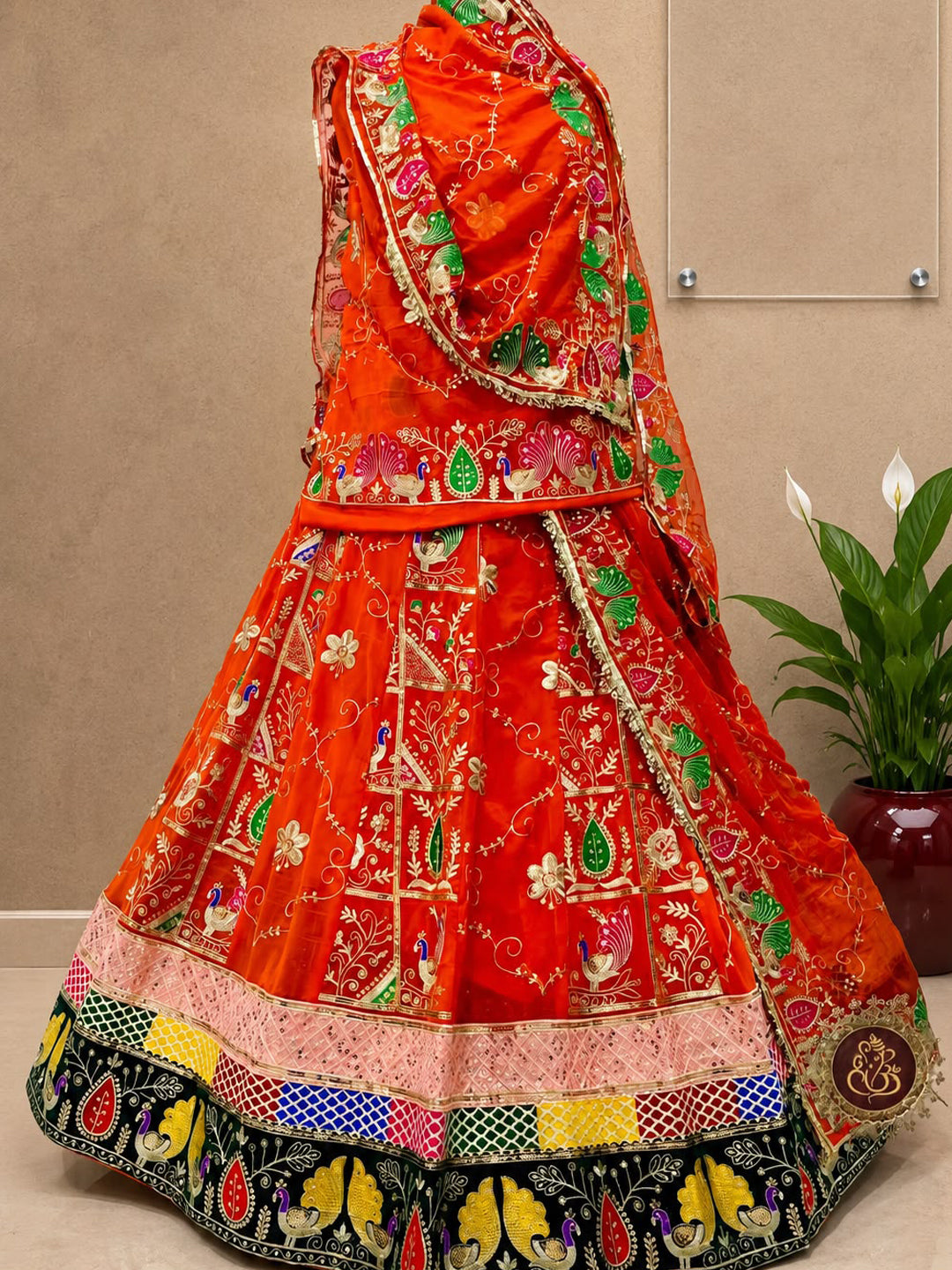 Orange Designer Blooming Georgette Vintage Rajputi Poshak with Sequence Work-92001