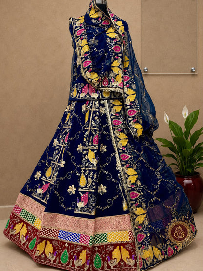 Blue Designer Blooming Georgette Vintage Rajputi Poshak with Sequence Work-92004