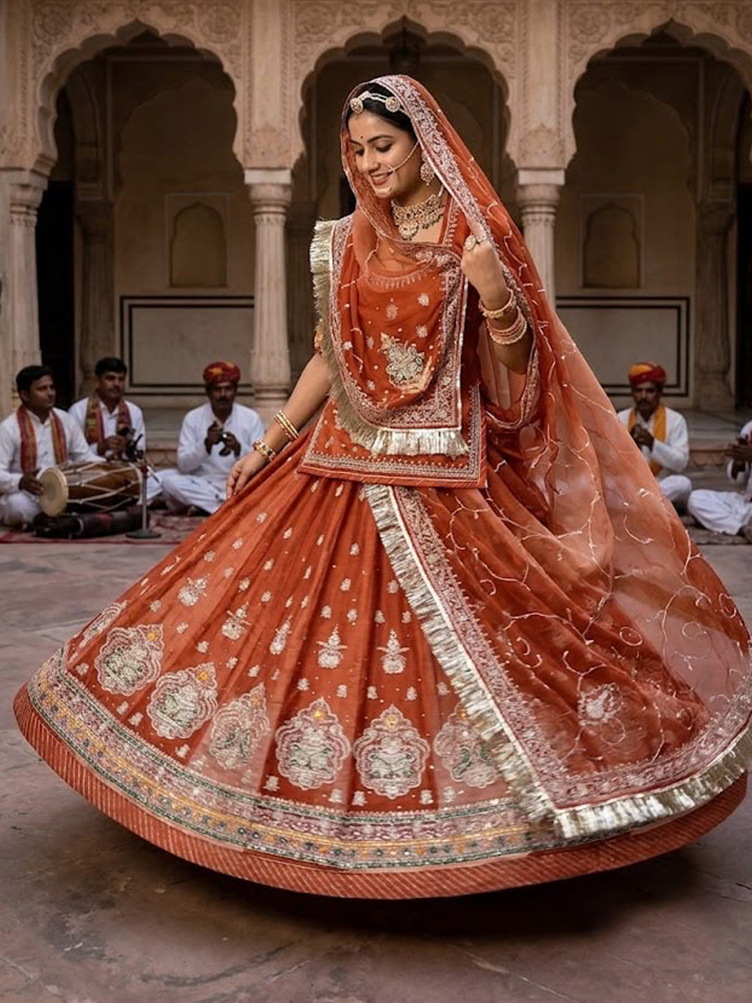 Designer Double-Shaded Fandy Silk Rajputi Poshak with Codding Sequence Work-91996