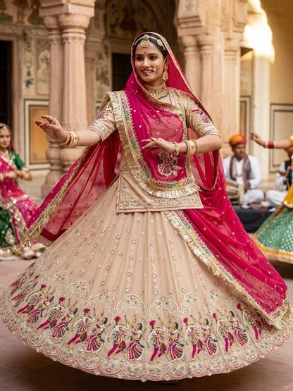 Royal Fancy Vintage Rajputi Poshak | Coding & Sequence Embroidery Poshak with Odhani-92009