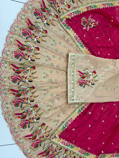 Royal Fancy Vintage Rajputi Poshak | Coding & Sequence Embroidery Poshak with Odhani-92009