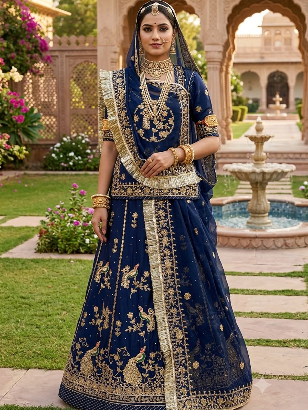 Humrahi Pure Rajputi Poshak - Traditional Rajasthani Dress with Gota Patti Work-92030